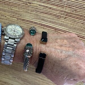 Elegant Black Bracelet with teddy bears on end. Bracelet only.